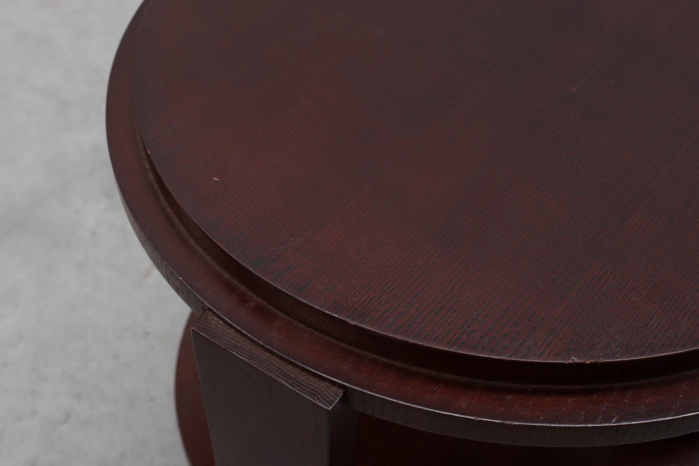 Pair of 2 round side tables in wood with metal, Belgium ca. 1980thumbnail